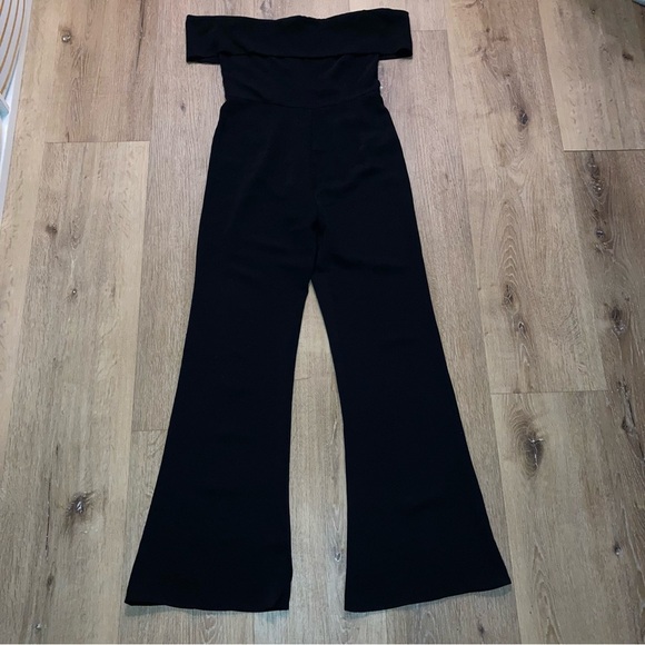 by the way x Revolve Aubrey Black Off-Shoulder Jumpsuit with Flared Legs - Picture 3 of 9